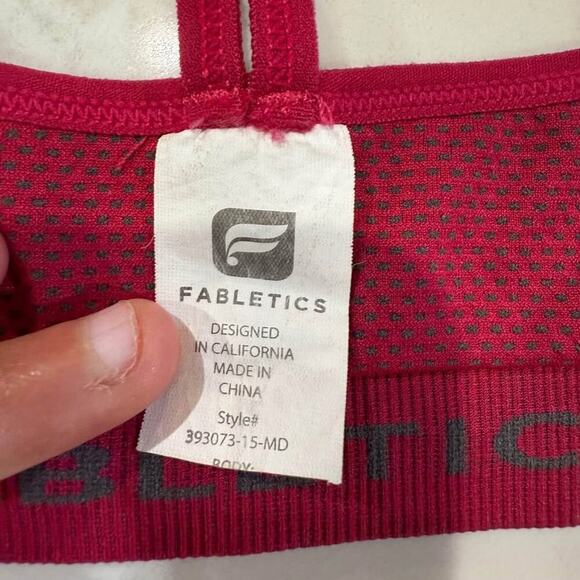 Fabletics Strappy Racerback Sports Bra Women's Small Red Mesh Details Low Impact - Picture 5 of 7
